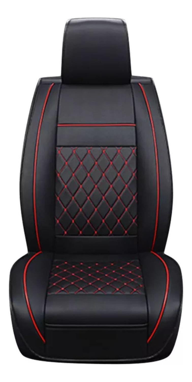 Funda Asiento Auto Premium Eco Cuero Lisboa Negro Rojo-0