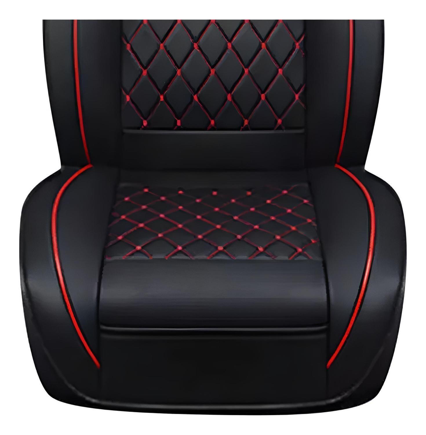 Funda Asiento Auto Premium Eco Cuero Lisboa Negro Rojo-1