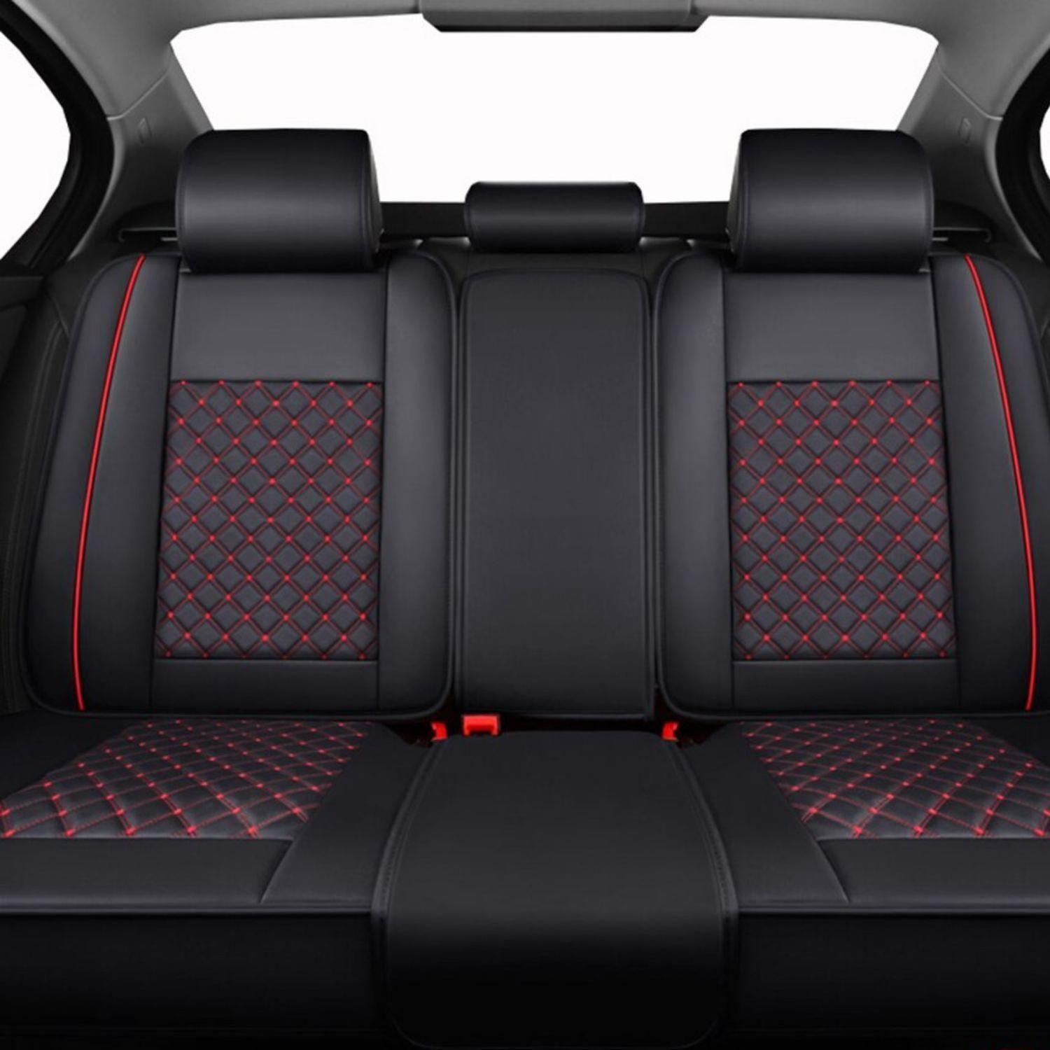 Funda Asiento Auto Premium Eco Cuero Lisboa Negro Rojo-3