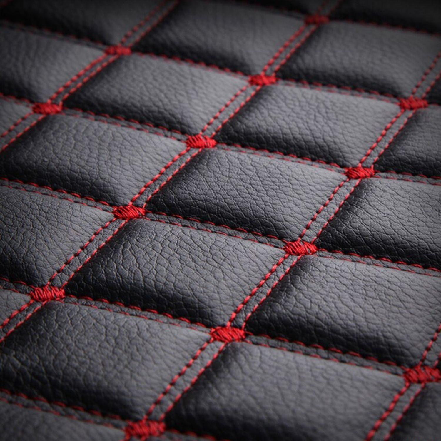 Funda Asiento Auto Premium Eco Cuero Lisboa Negro Rojo-4
