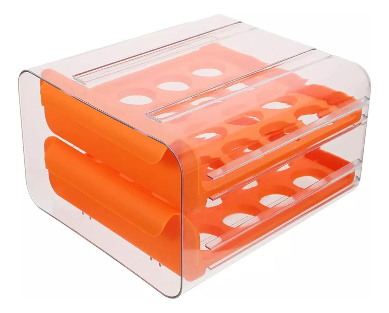 Organizador Portahuevos 2 Niveles 32 Huevos 26x23 CM Naranjo-1