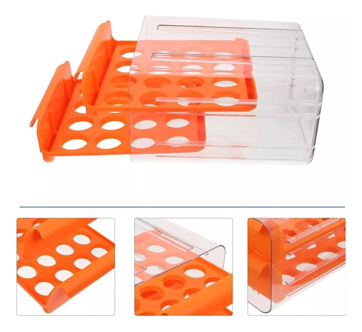 Organizador Portahuevos 2 Niveles 32 Huevos 26x23 CM Naranjo-3