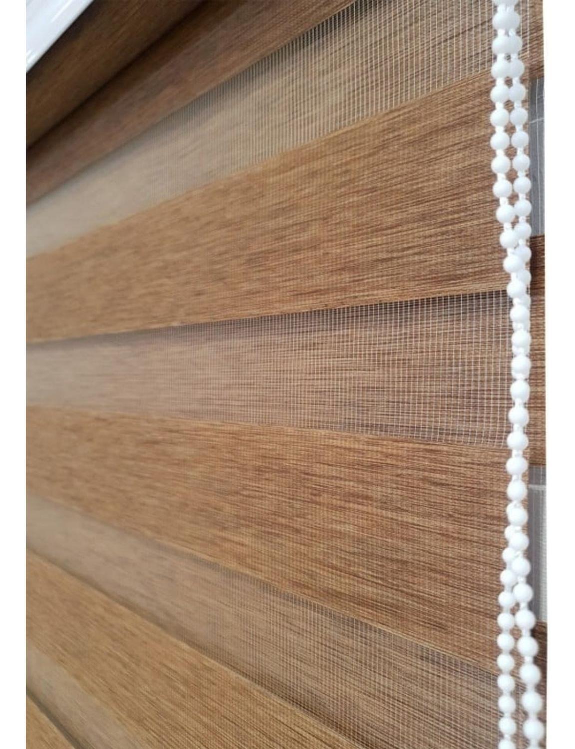 Cortina Roller Dúo Madera Café 90x220 CM-2