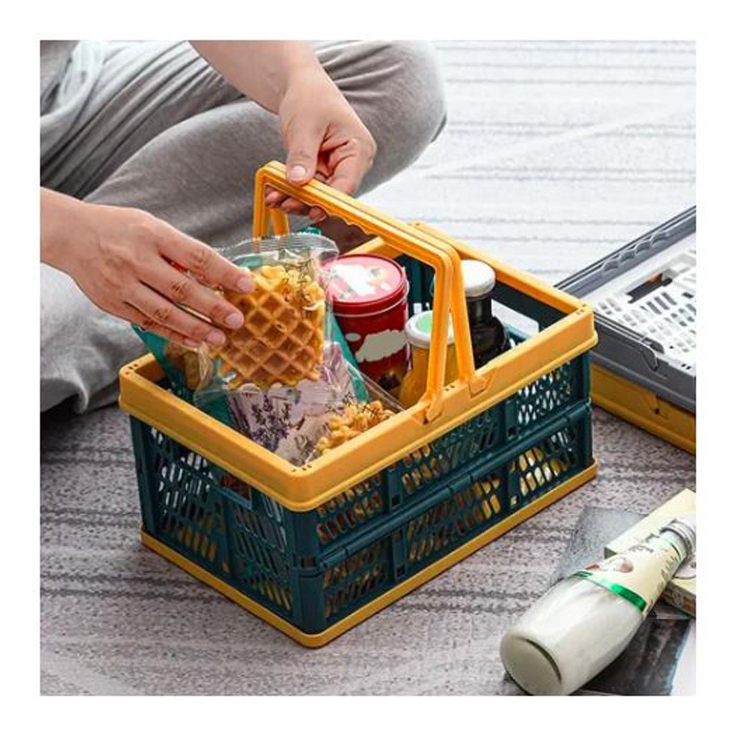 Canasto Organizador Asas Amarillo-5