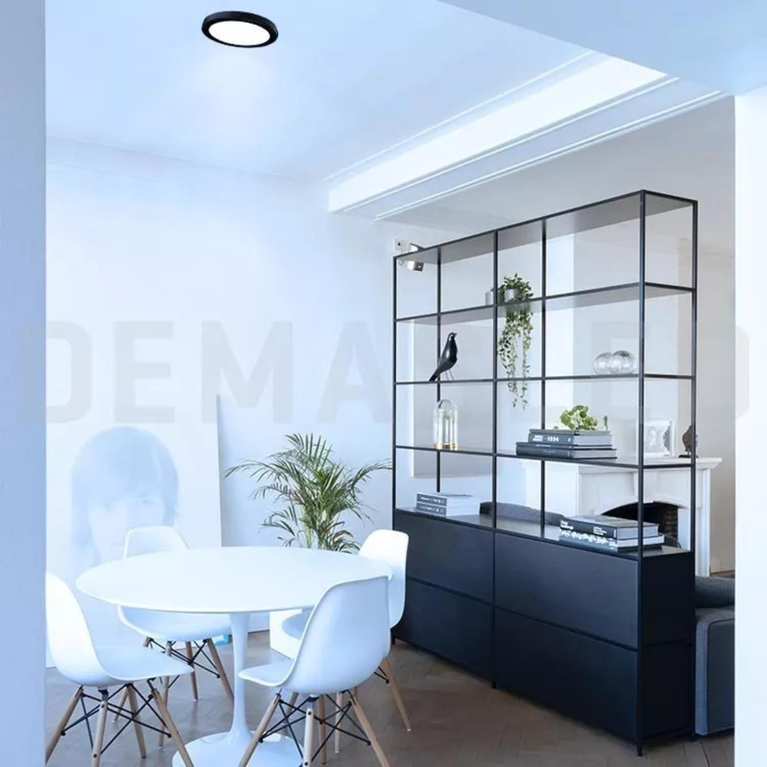 Foco Panel Led Plafón Sobrepuesto Redondo Luz Fría 220v 6000°K Negro 30 CM-3
