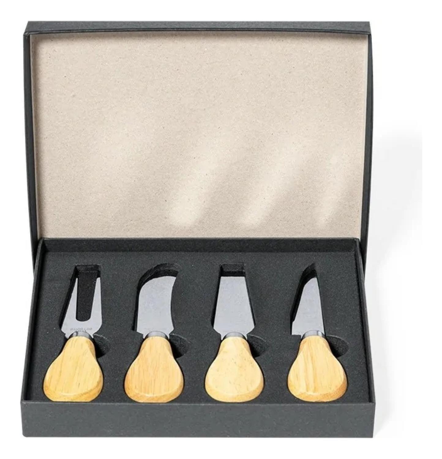 Set 4 Utensilios Queso Acero Madera Koet-4