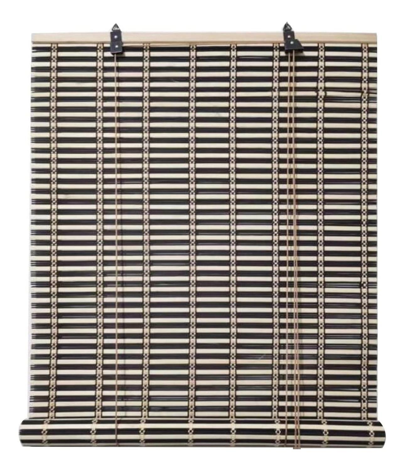 Cortina Persiana Roller Enrollable Bambú Negro Beige 150x180 CM-0
