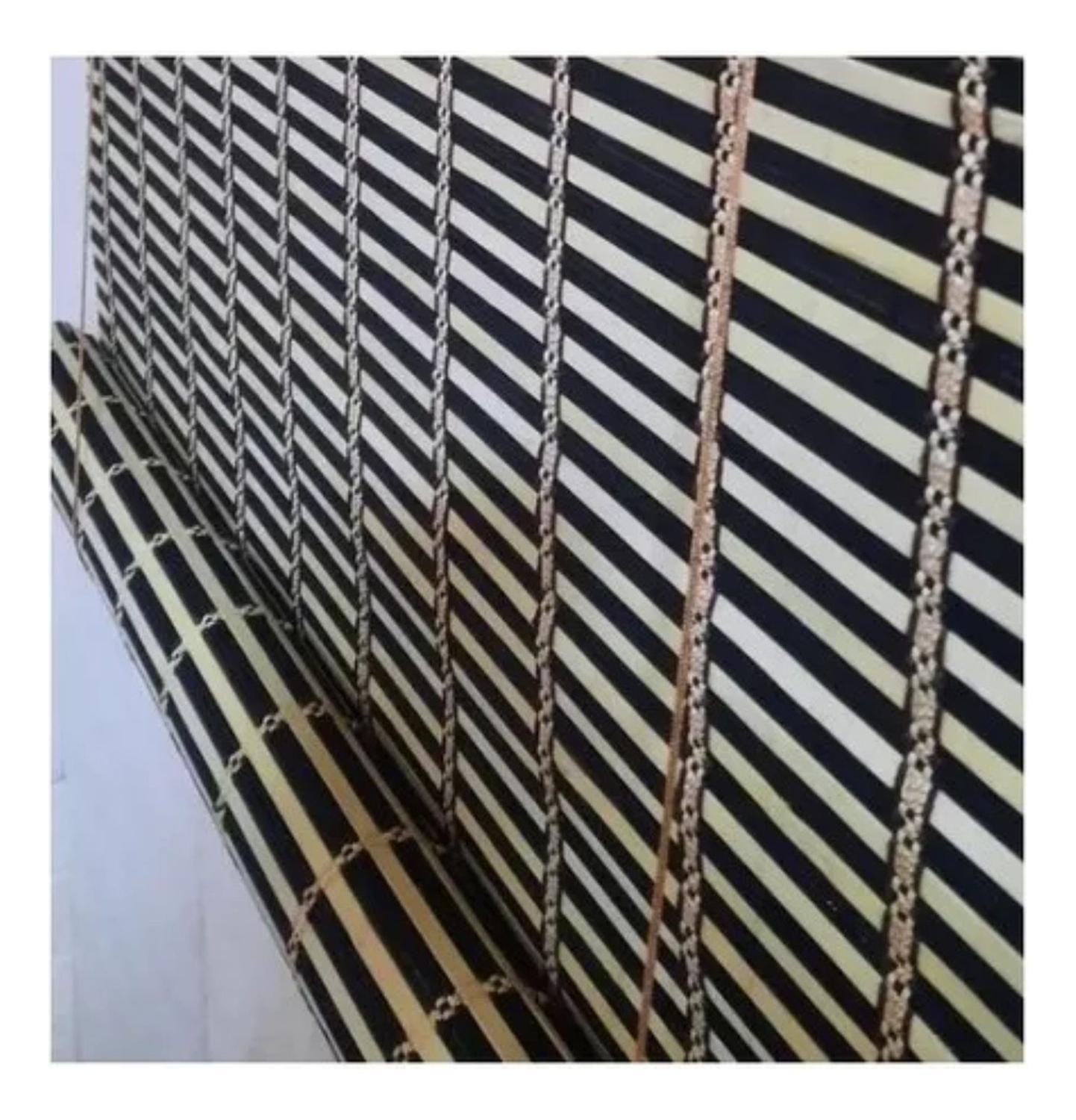 Cortina Persiana Roller Enrollable Bambú Negro Beige 150x180 CM-2