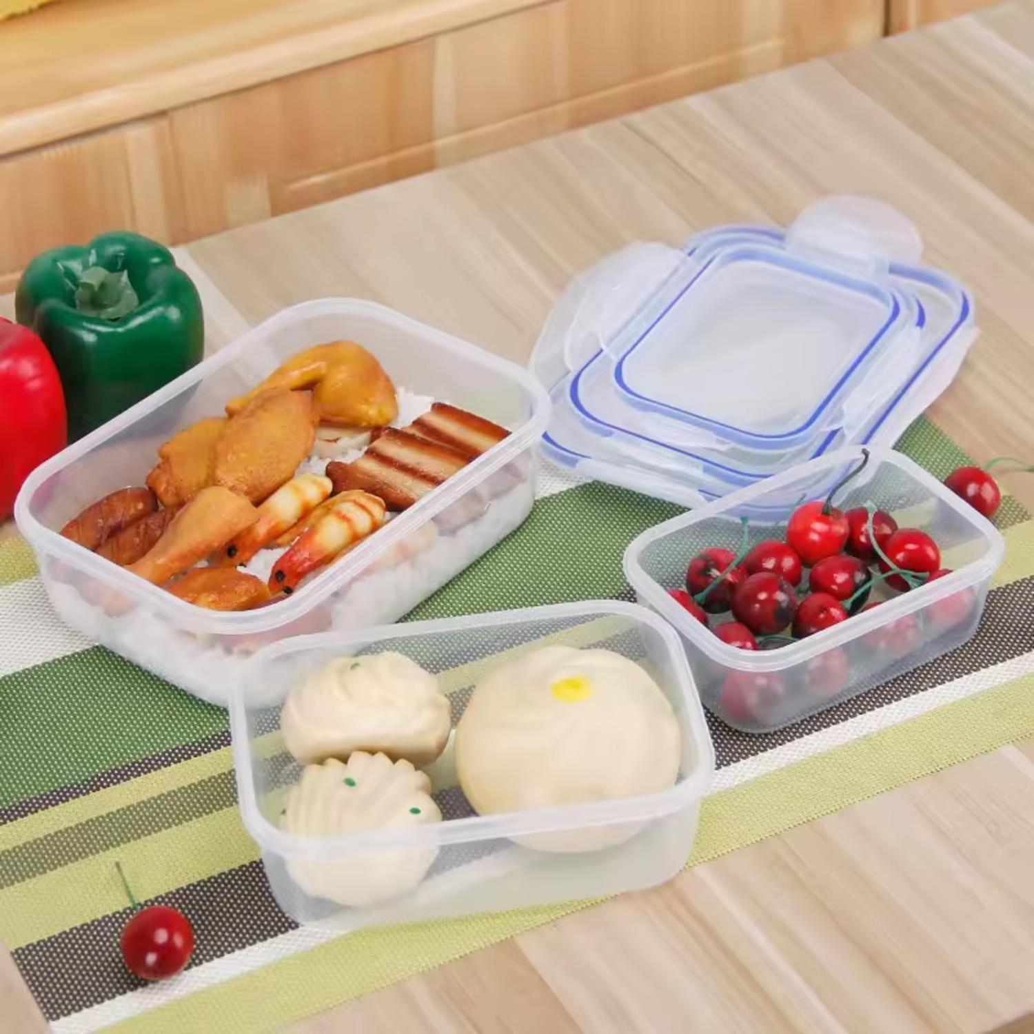 Set 4 Tupper Herméticos Alimentos Plástico Azul-4