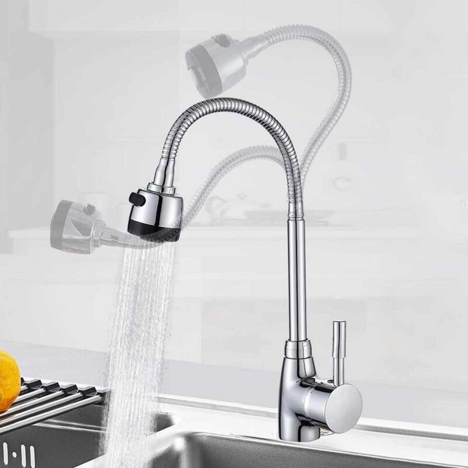 Llave Lavaplatos Monomando Cuello Flexible Difusor Agua-2