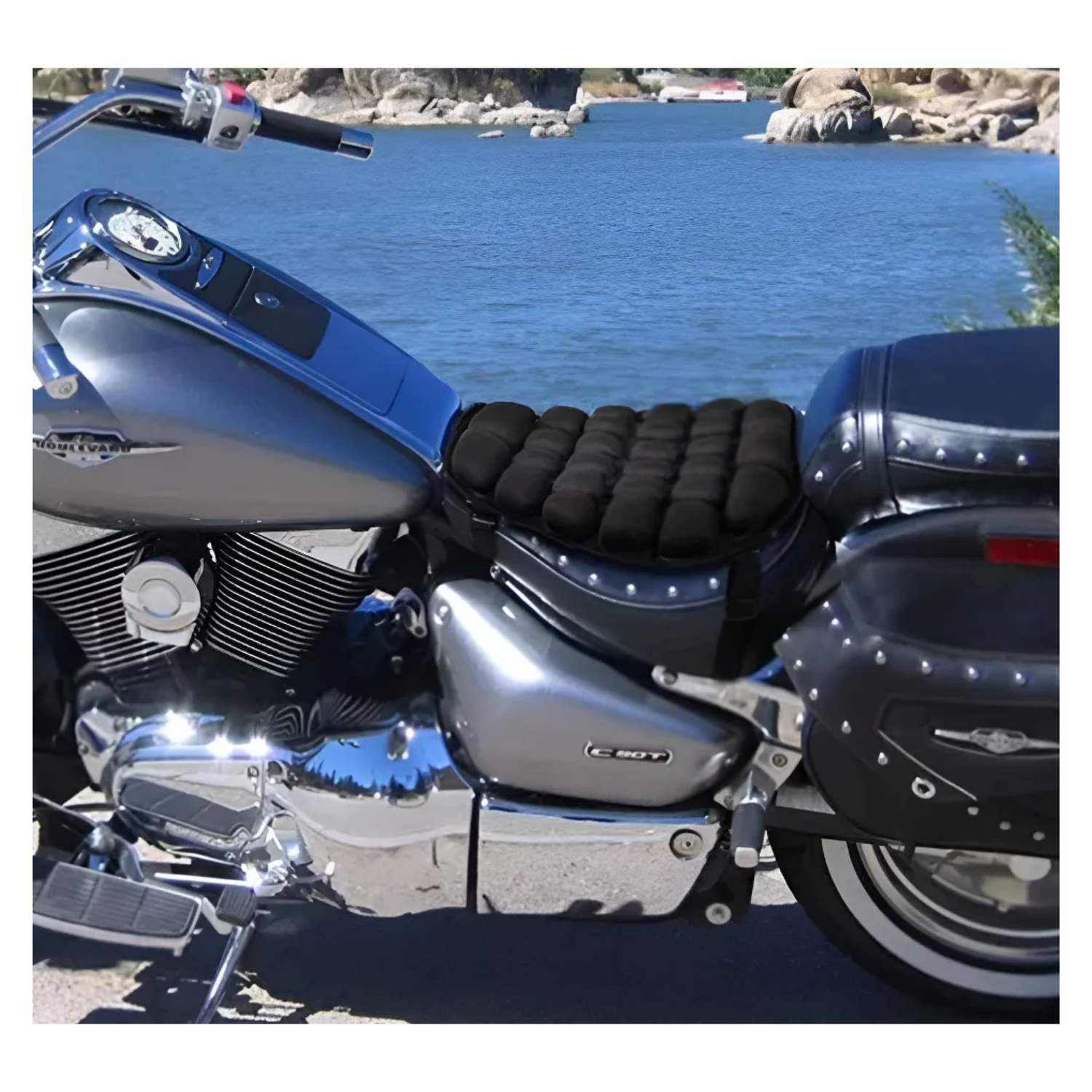 Cojín Acolchado Universal Ajustable Asiento Moto Negro-4