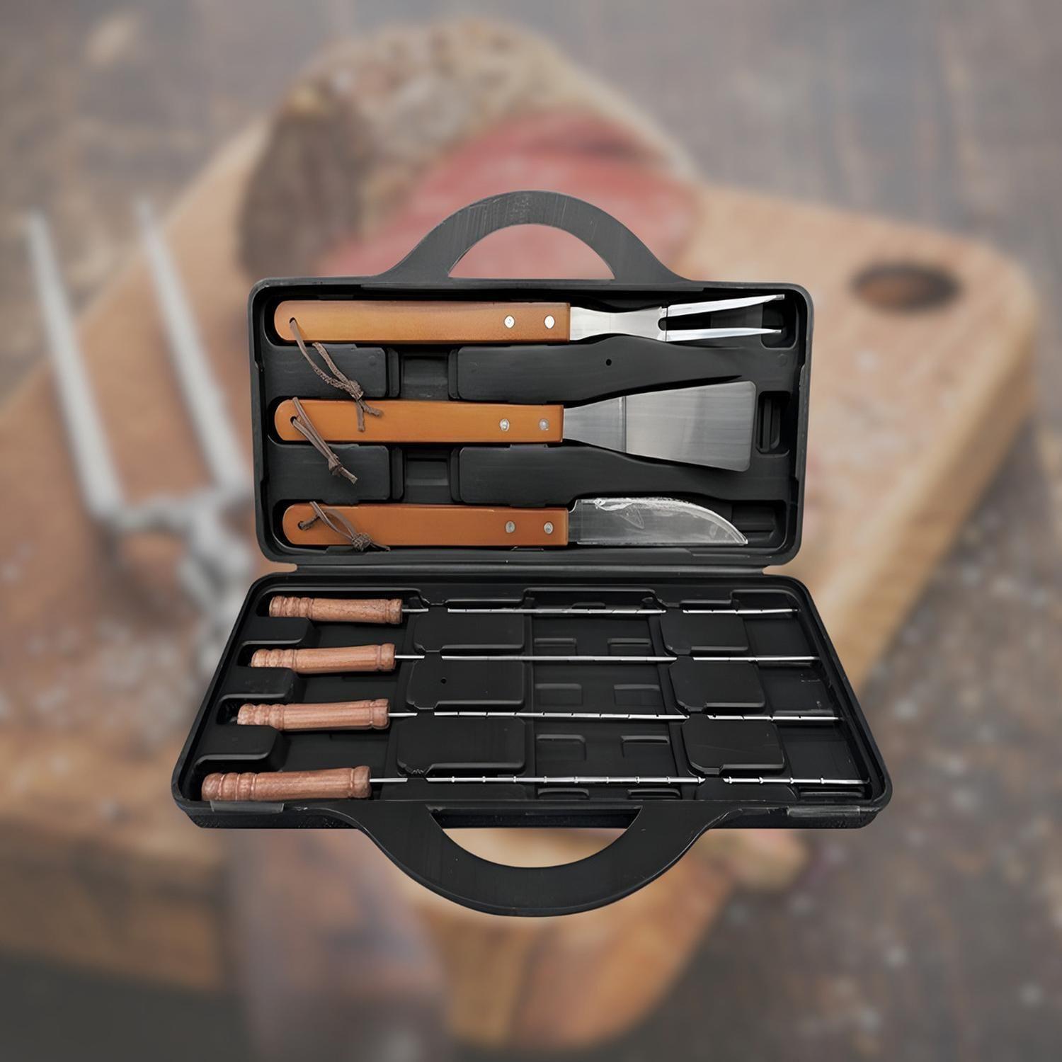 Set Maletín Asado Parrilla Negro 7 Herramientas-3