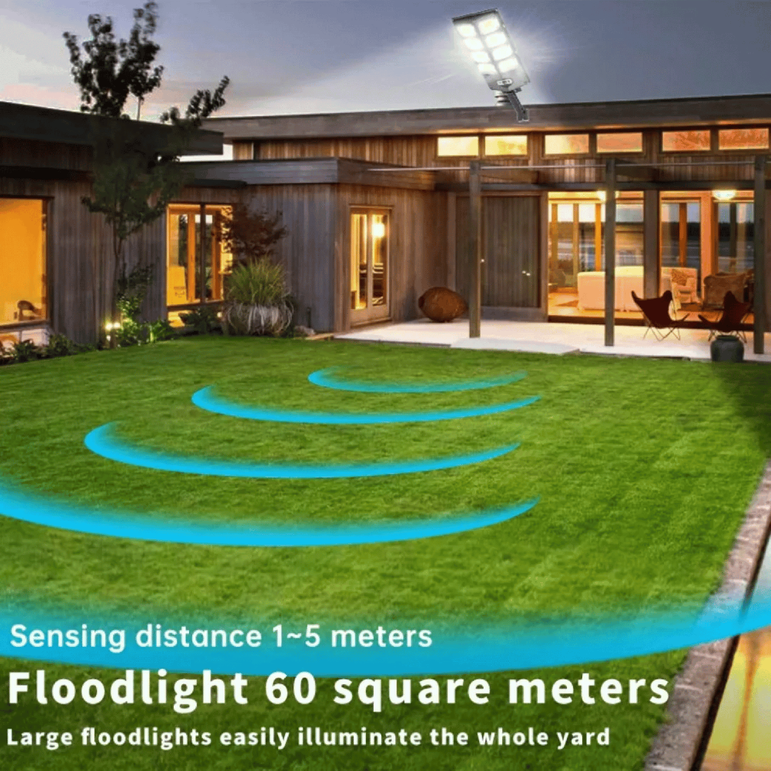 Foco Solar LED 8 Placas Sensor Movimiento 200 Watt Negro-5