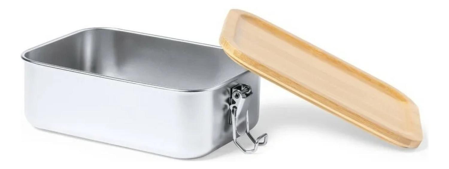 Contenedor Tupper Hermético Acero Inox. Bambú Plastil 800 ML-2