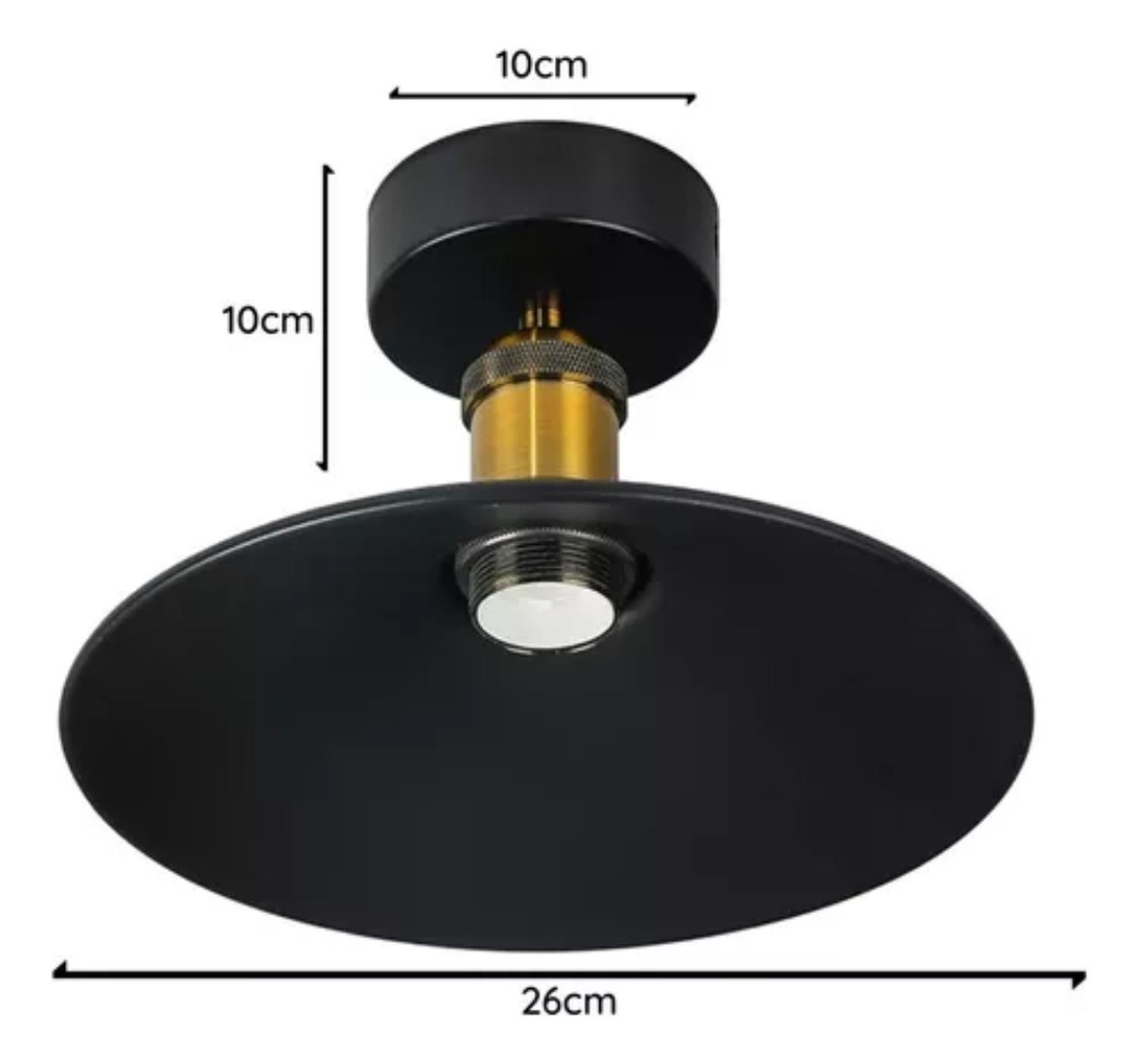 Lámpara Techo Vintage Decoración Retro Soquete E27 Negro-2