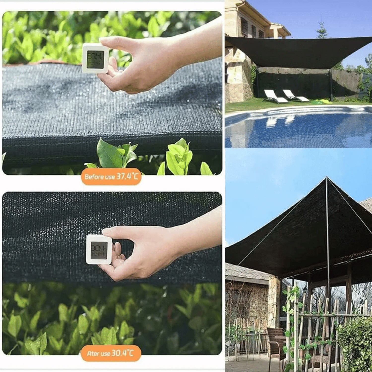 Carpa Lona Malla Sombra Negra 4x10 MTS-4