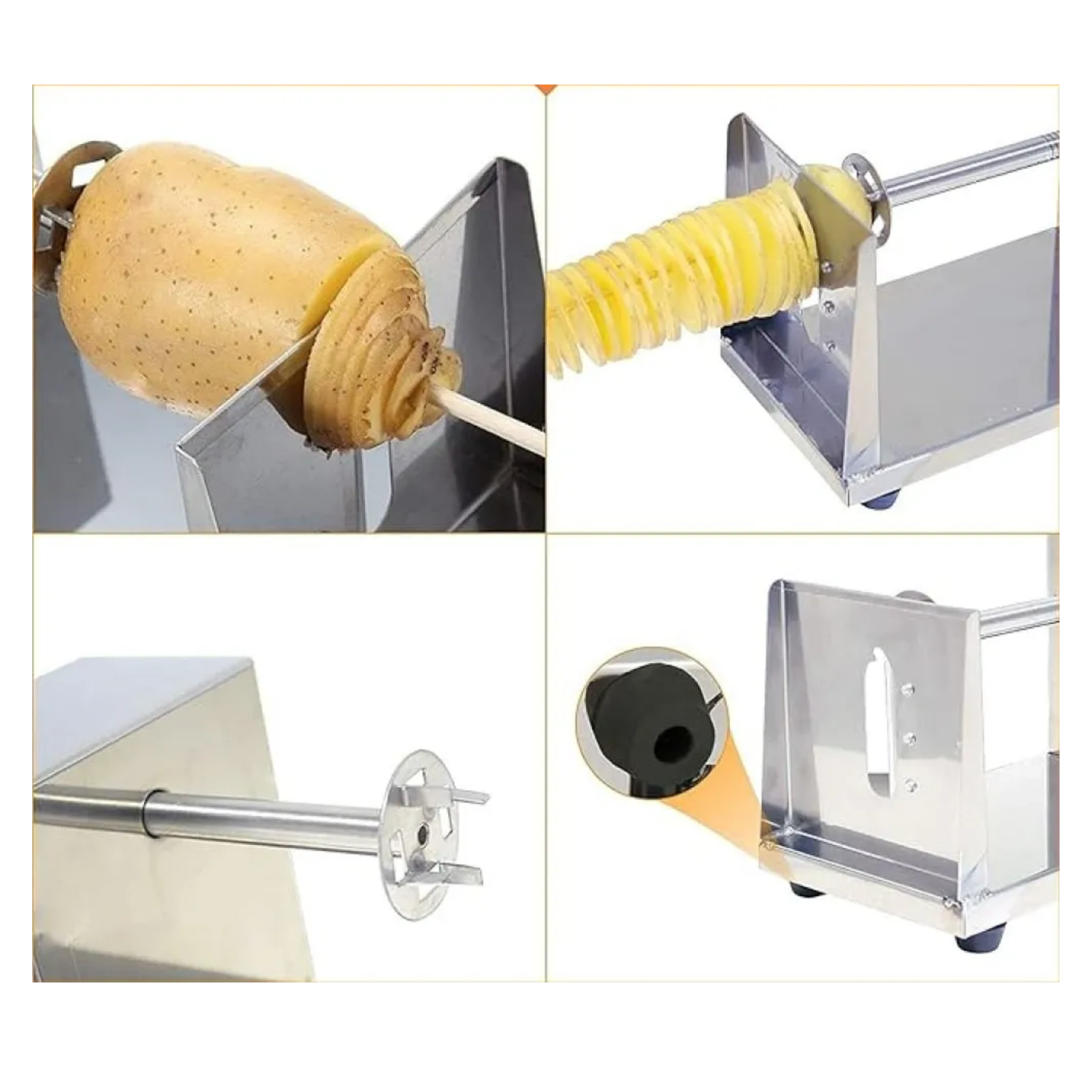 Máquina Cortadora Espiral Papas Acero Inoxidable 25x14x12 CM-4