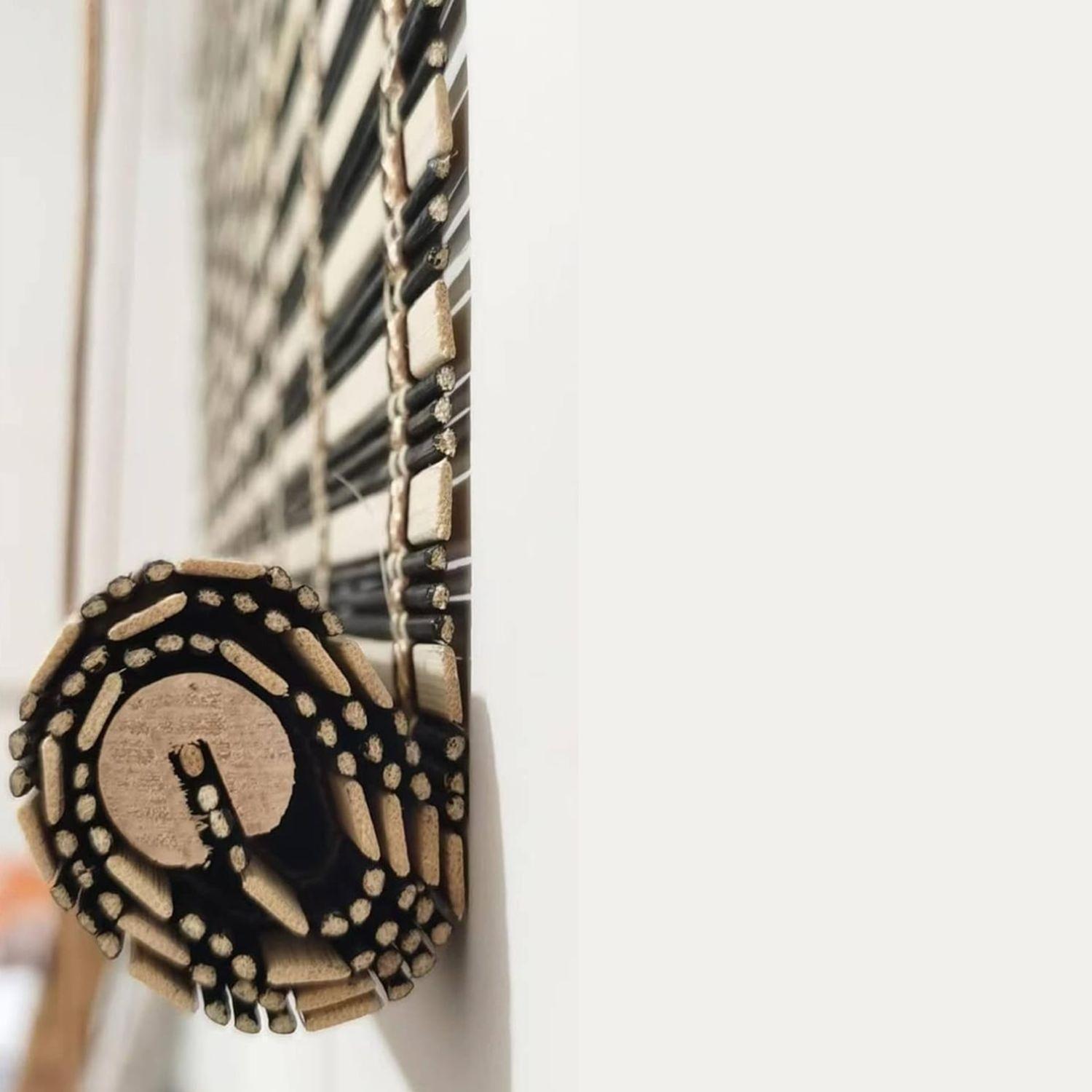 Cortina Persiana Roller Enrollable Bambú Negro Beige 120x180 CM-3