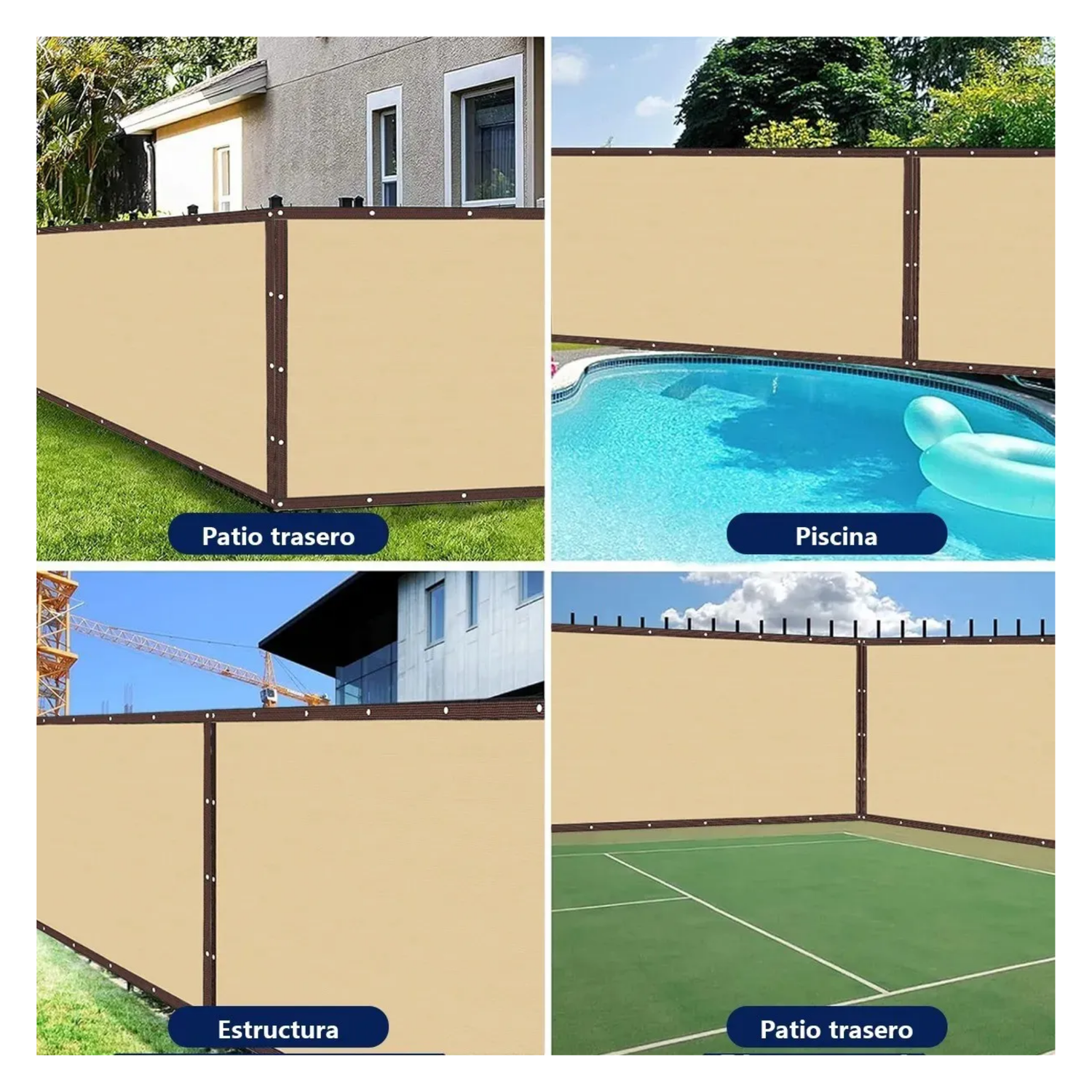 Cerca Protección Privacidad Fijaciones Balcony 1x5 MTS Beige-4