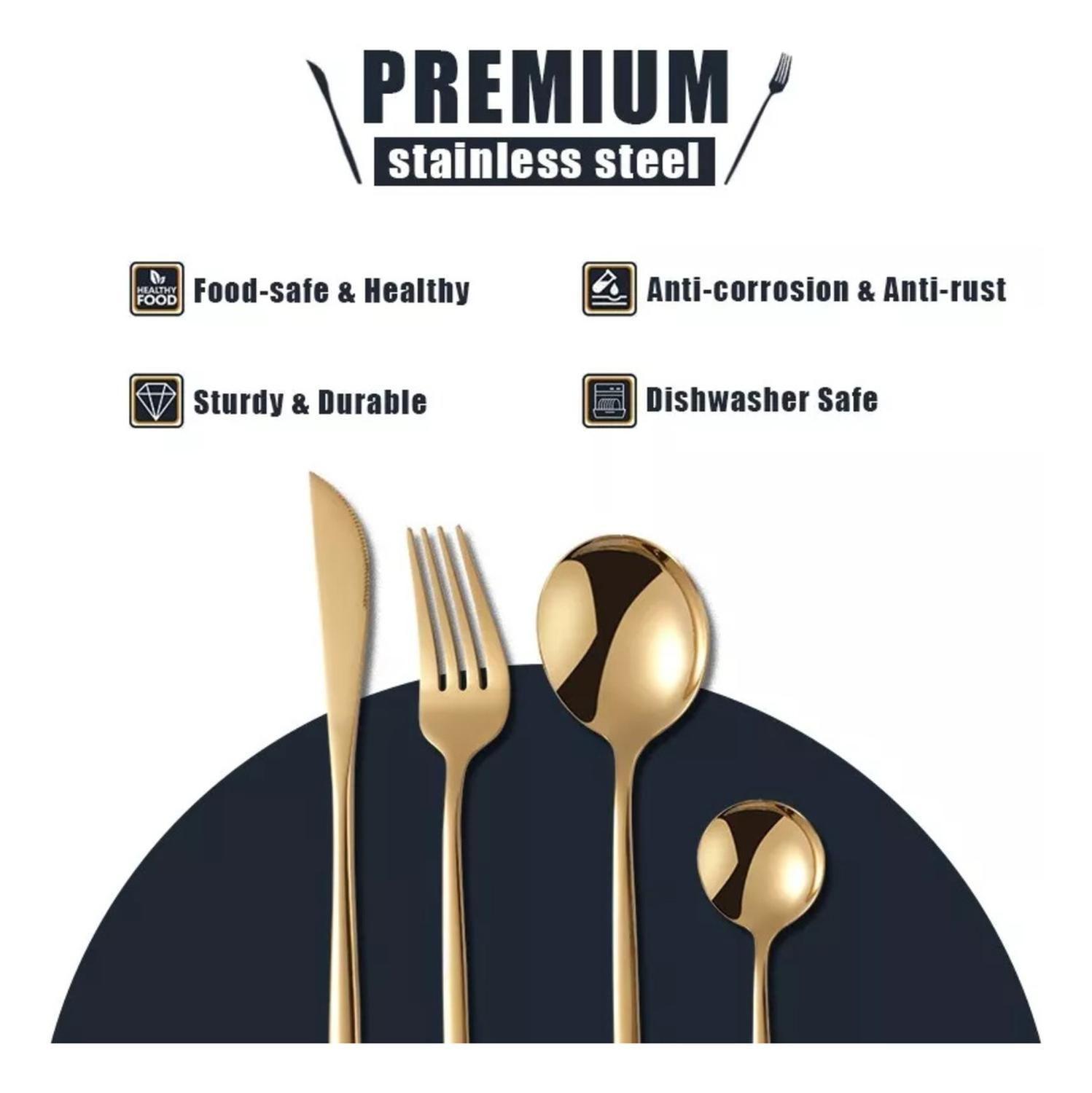 Set 24 Piezas Cubiertos Acero Inoxidable Plateado-2