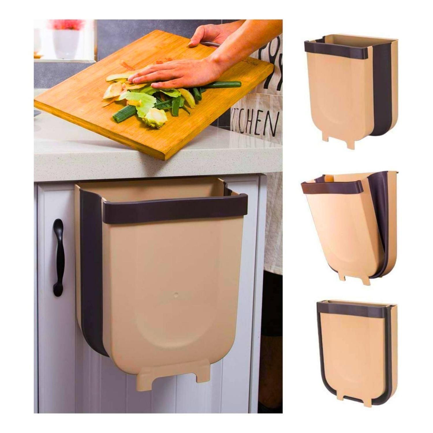 Basurero Ajustable Cocina Plegable Café-4