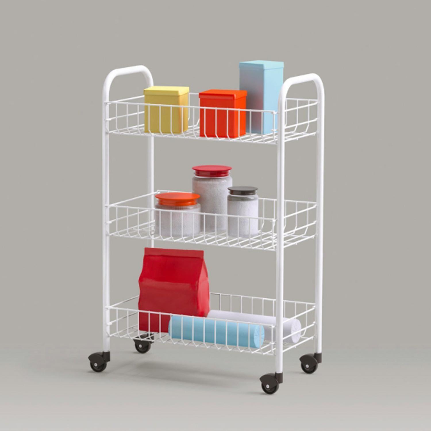 Organizador Cocina Metal Blanco Ruedas 61 x 27 CM-3