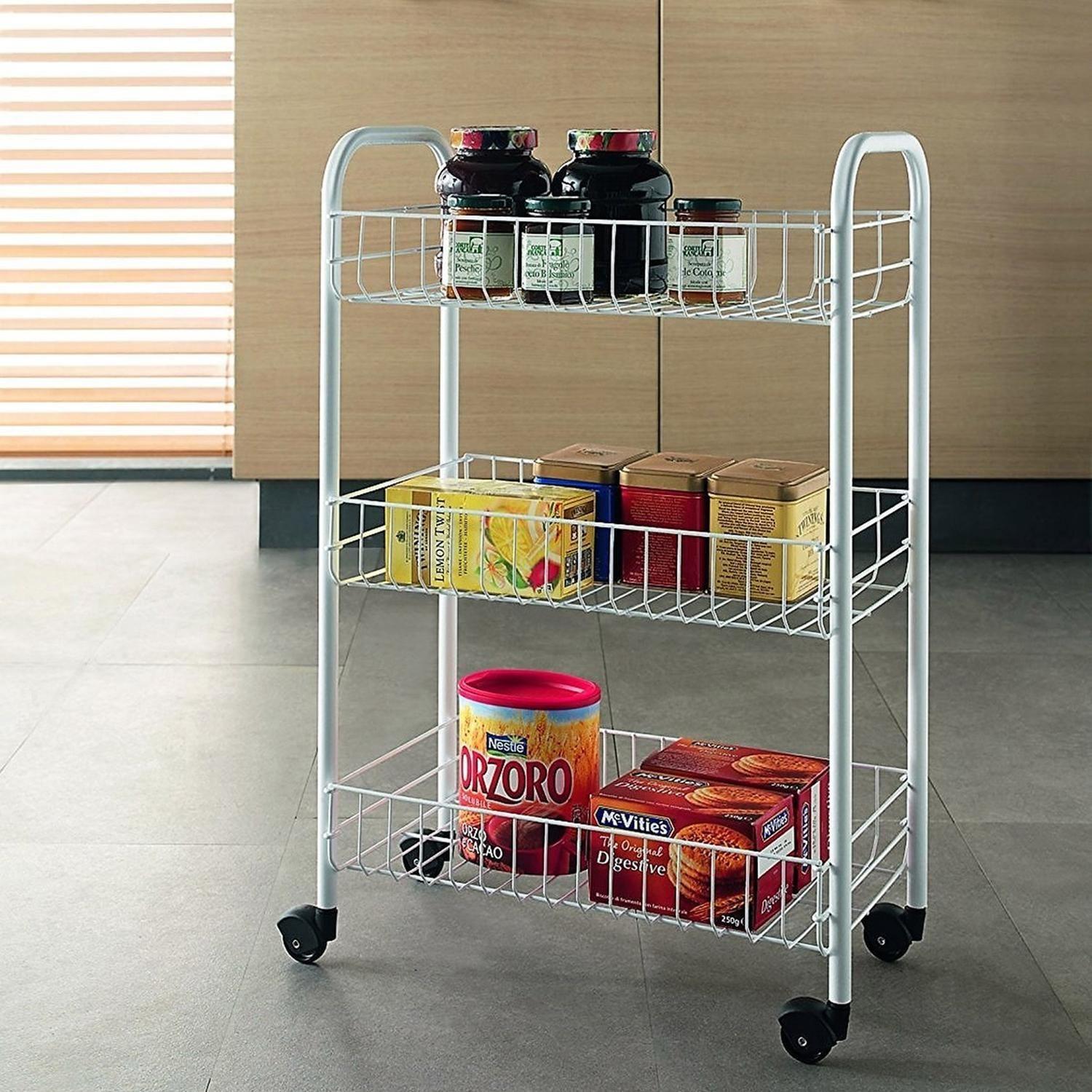 Organizador Cocina Metal Blanco Ruedas 61 x 27 CM-5