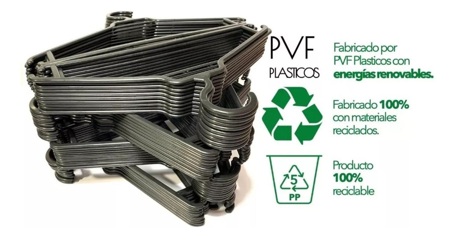 Pack 50 Colgadores Ganchos Ropa Plástico Negro-2