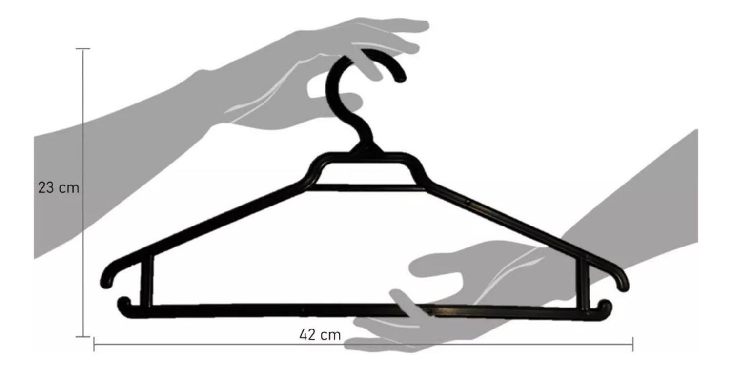 Pack 50 Colgadores Ganchos Ropa Plástico Negro-3