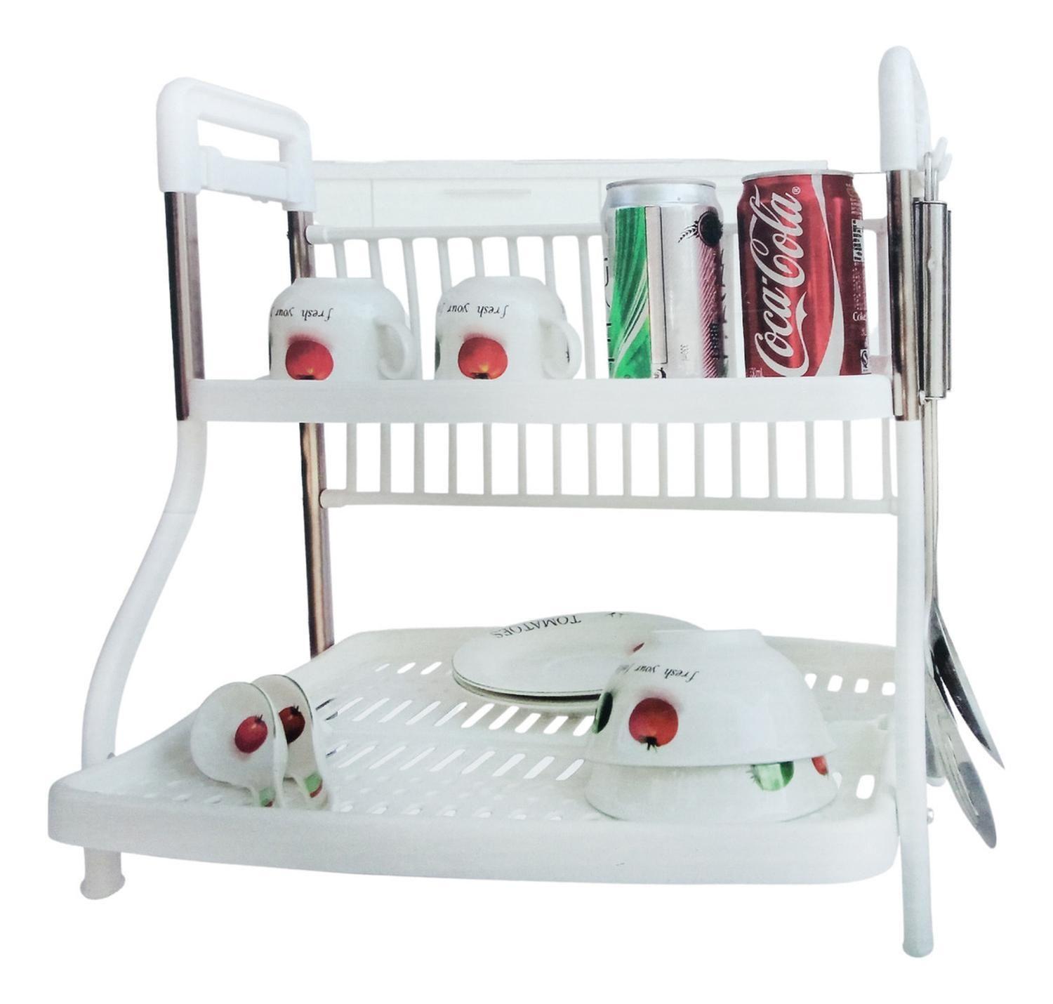 Rack Escurridor Secador Loza Blanco 2 Niveles-0