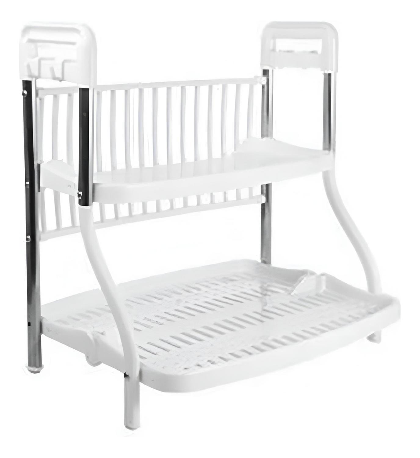 Rack Escurridor Secador Loza Blanco 2 Niveles-1