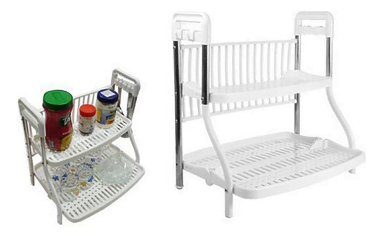 Rack Escurridor Secador Loza Blanco 2 Niveles-2