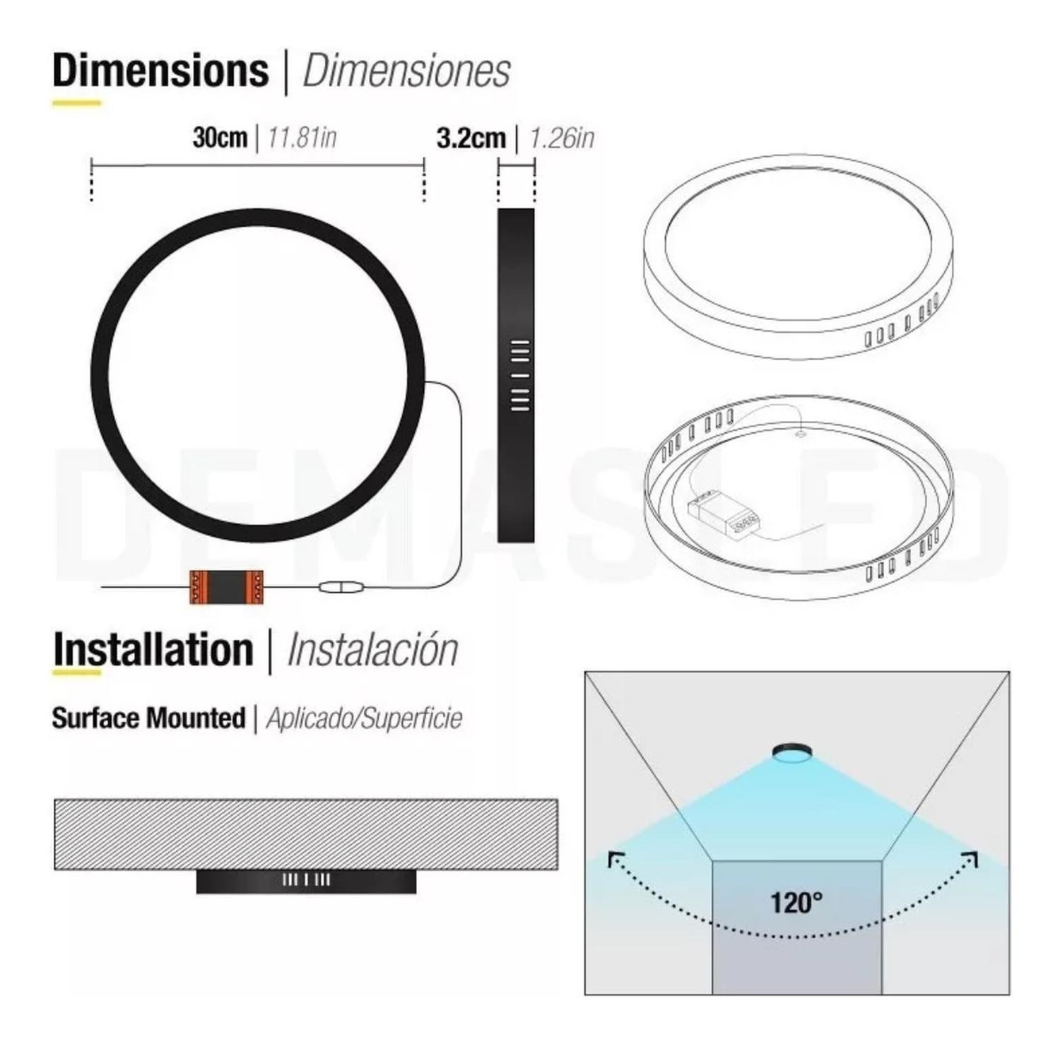 Foco Panel Led Plafón Sobrepuesto Redondo Luz Fría 220v 6000-6500°K Níquel Blanco 30 CM-2