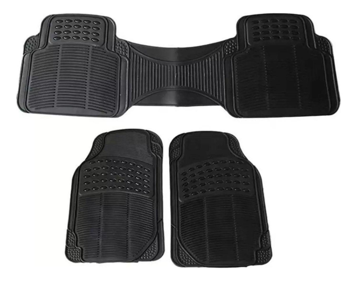 Set 3 Pisos Goma Auto Vehículos Universal Negro-2