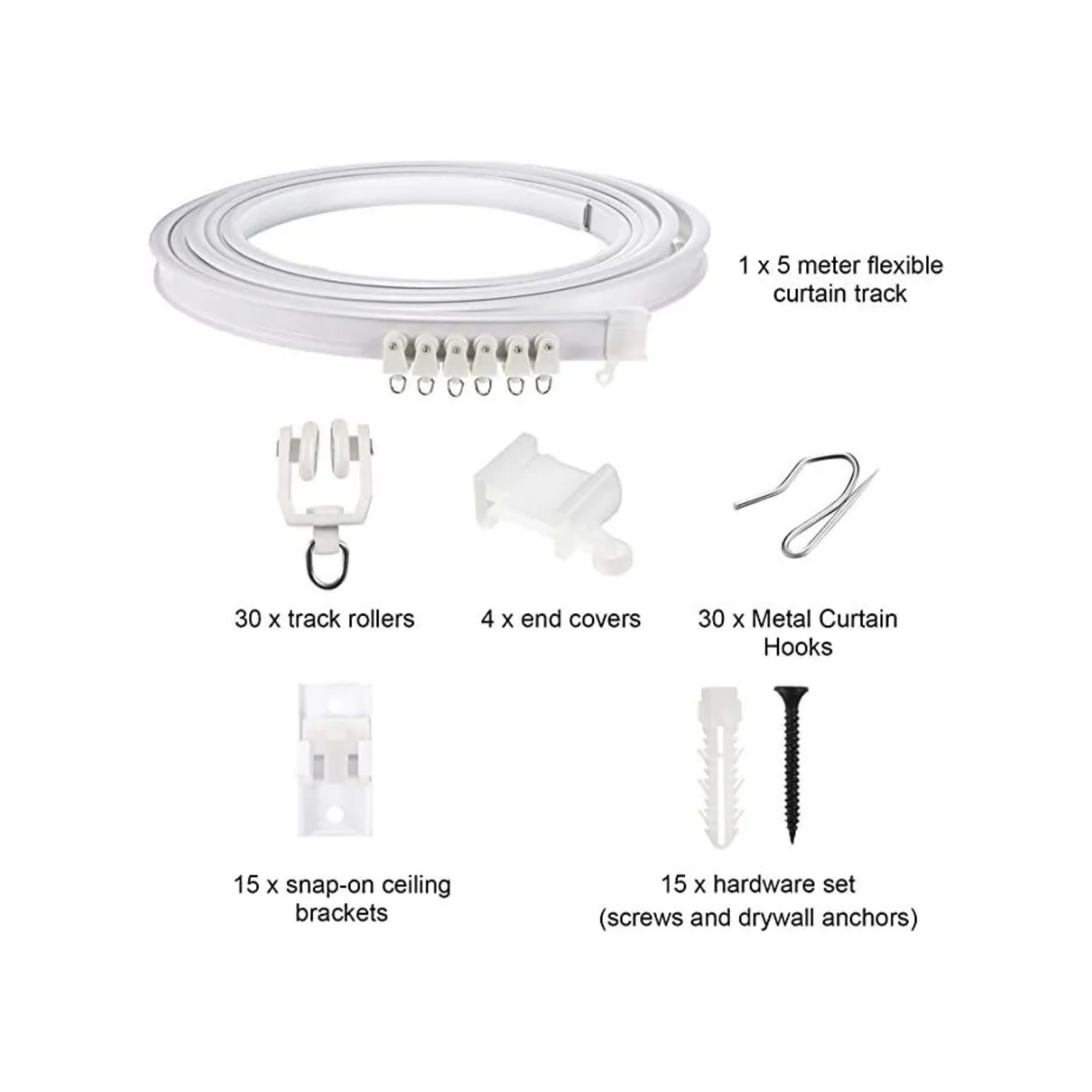 Riel Soporte Cortina Techo Flexible 5 MTS Blanco-2