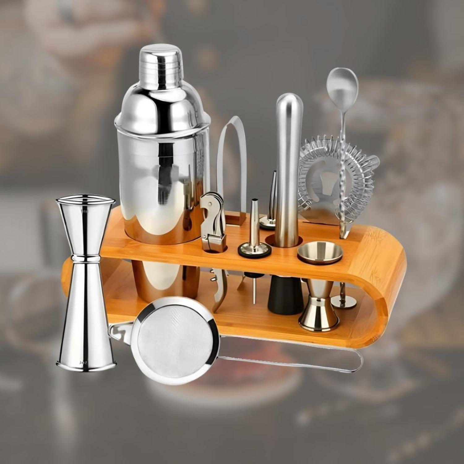 Juego Bar Coctelera Utensilios Inoxidable 12 Piezas Negro-3