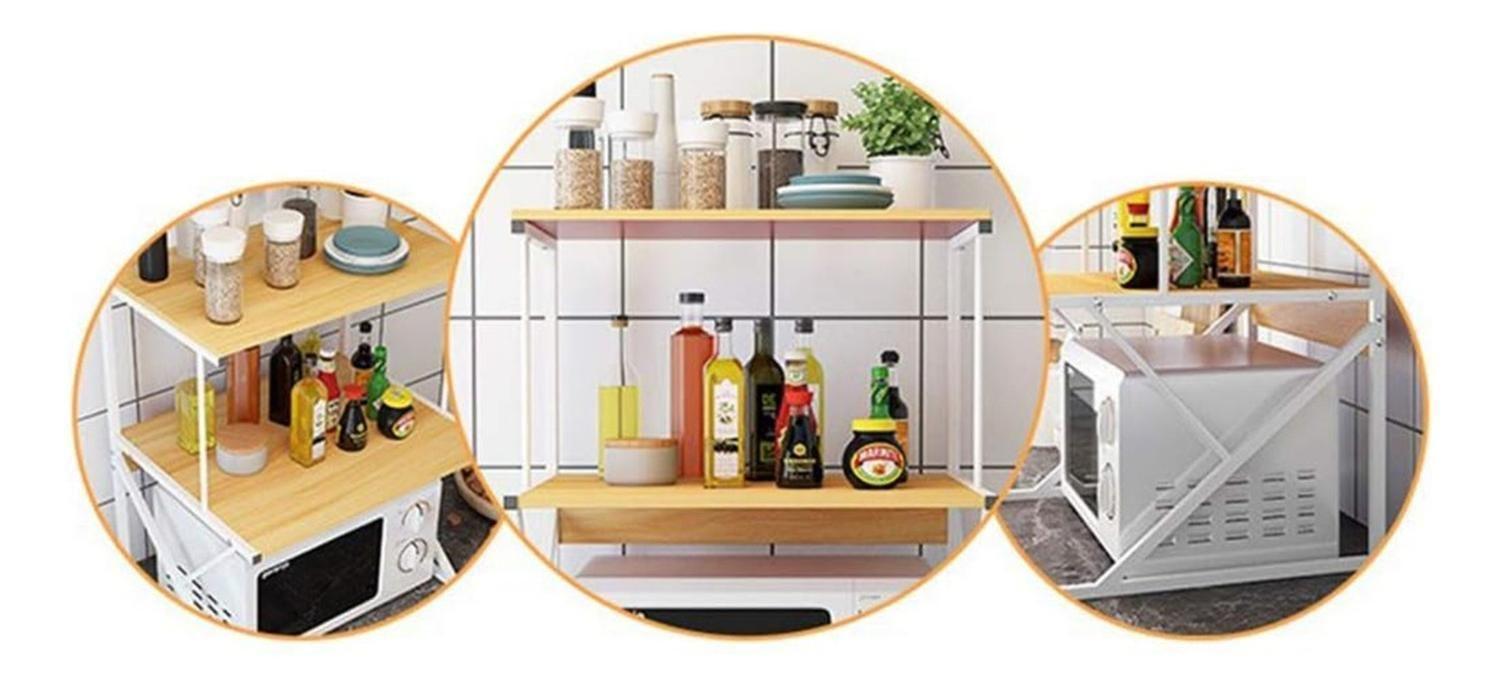 Estante Rack Cocina Microondas Organizador Blanco 64x54x37 CM-3