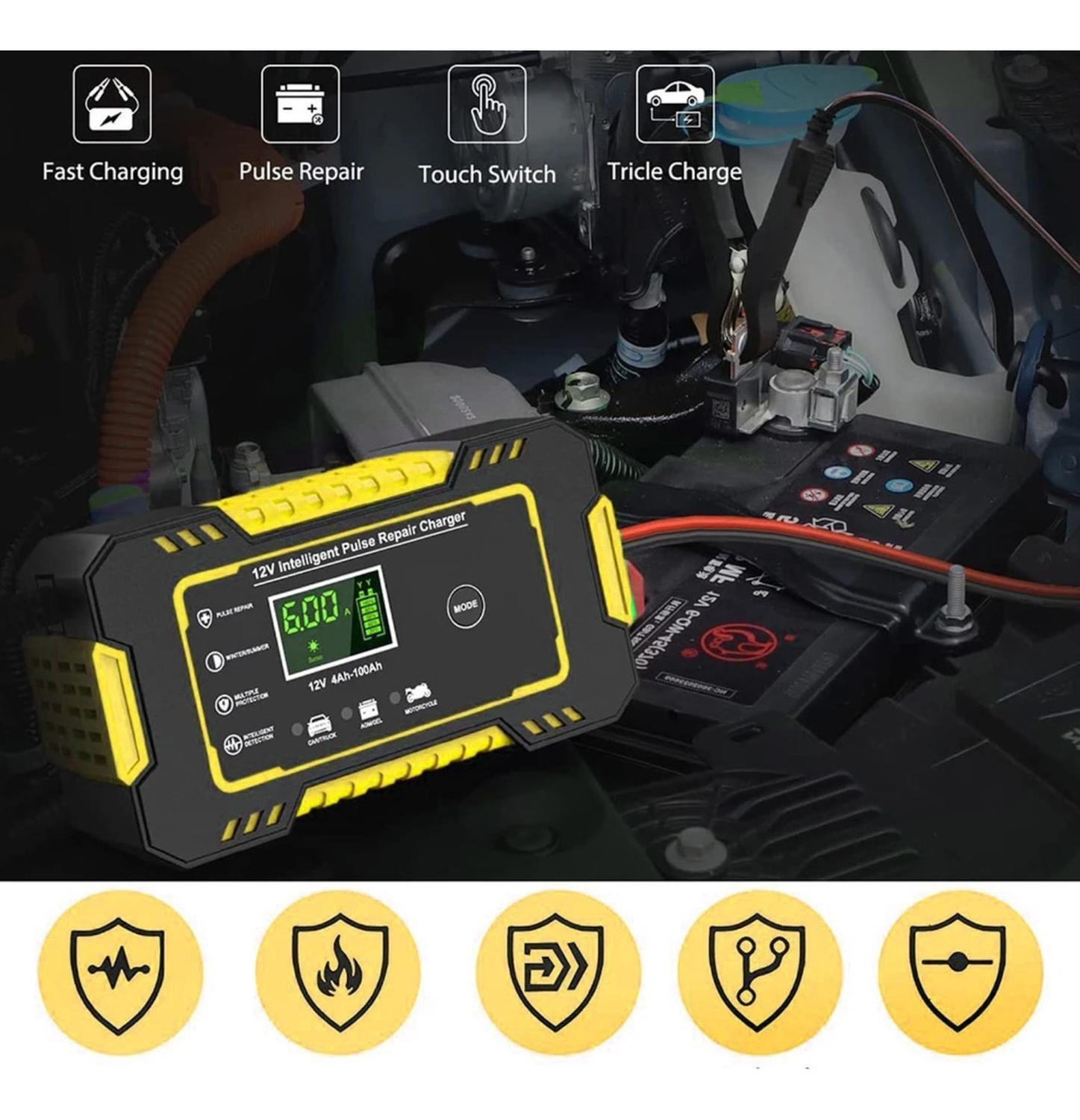 Cargador Batería Automóvil 6 AMP Monitor Carga Inteligente 12 V Amarillo-2