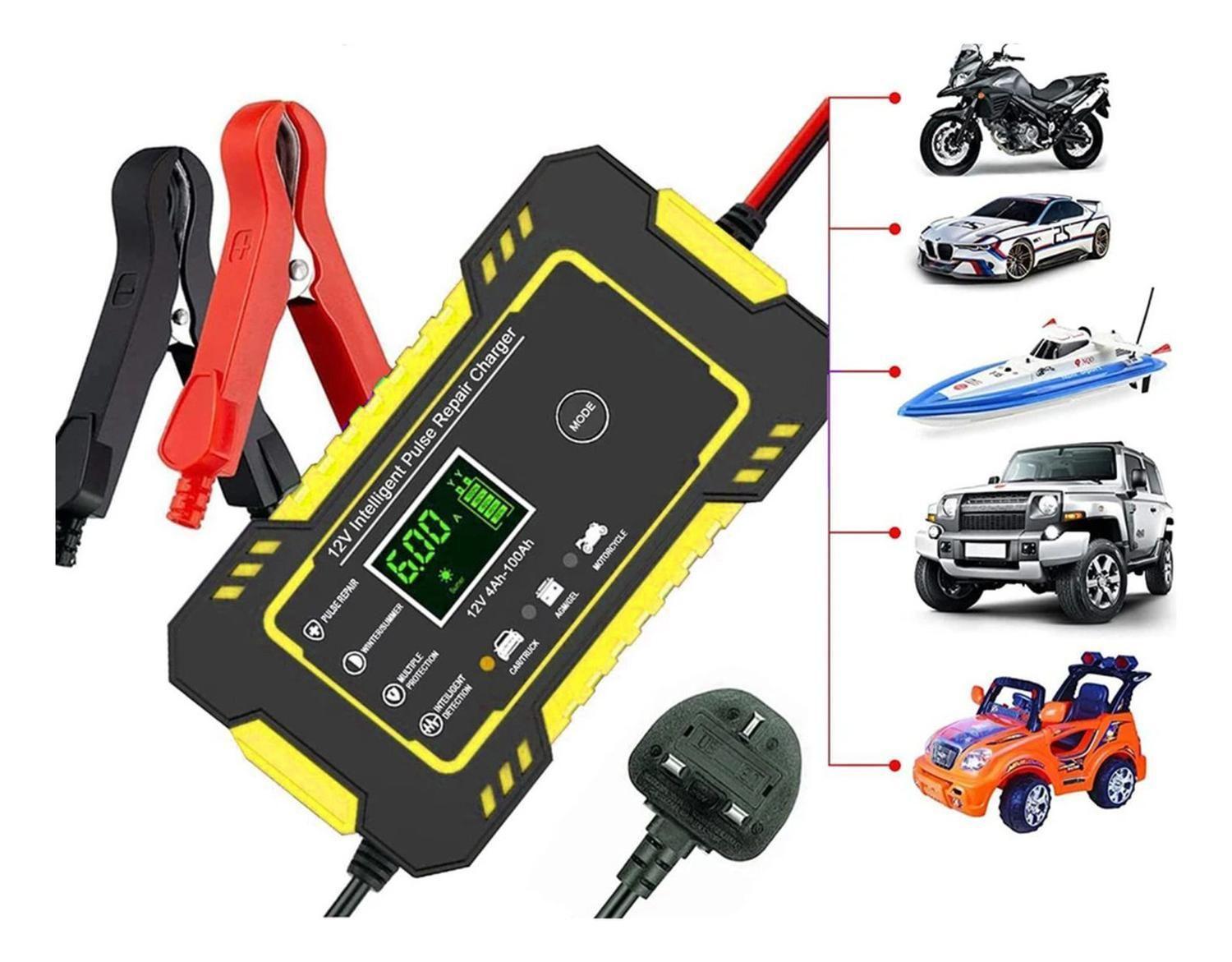 Cargador Batería Automóvil 6 AMP Monitor Carga Inteligente 12 V Amarillo-3