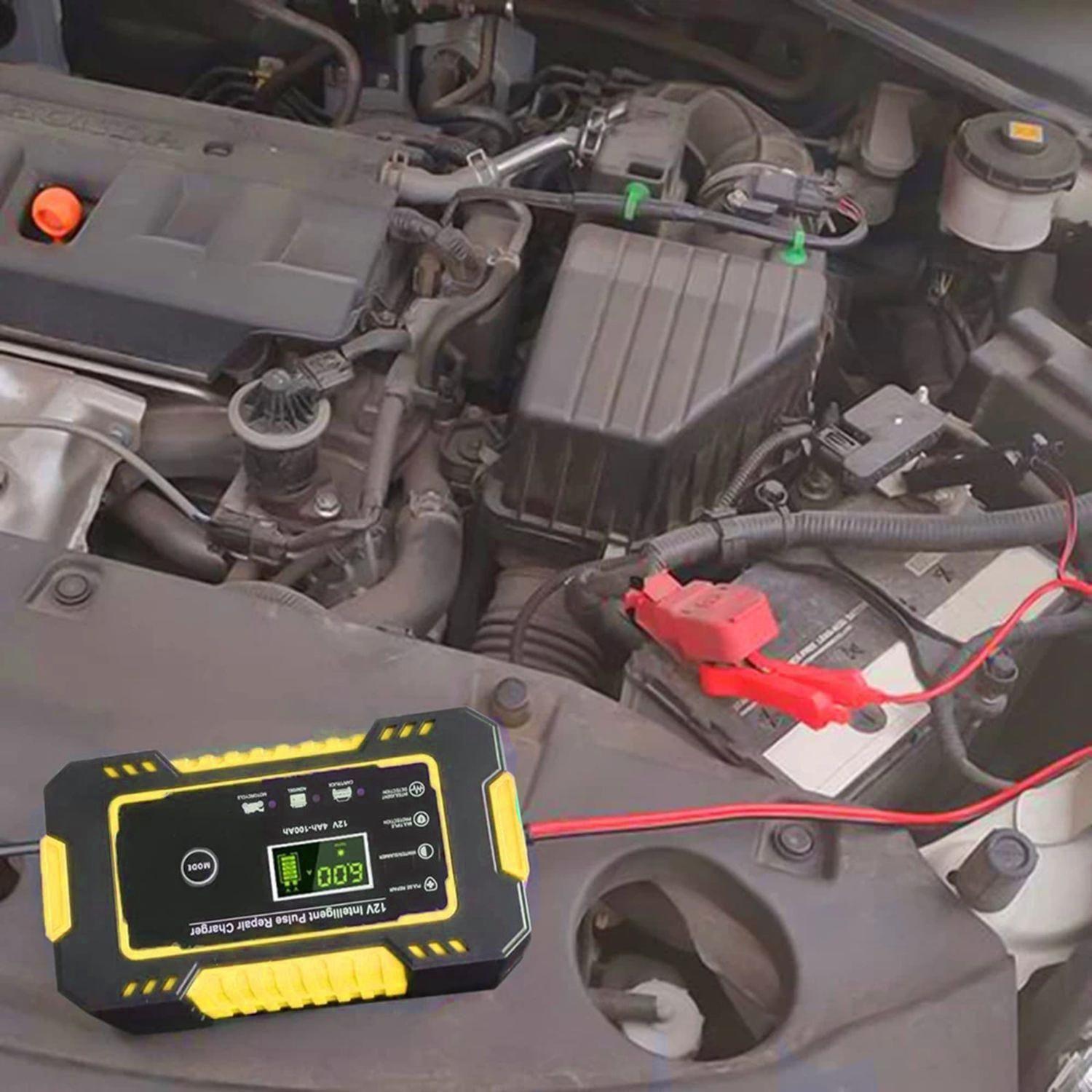 Cargador Batería Automóvil 6 AMP Monitor Carga Inteligente 12 V Amarillo-6