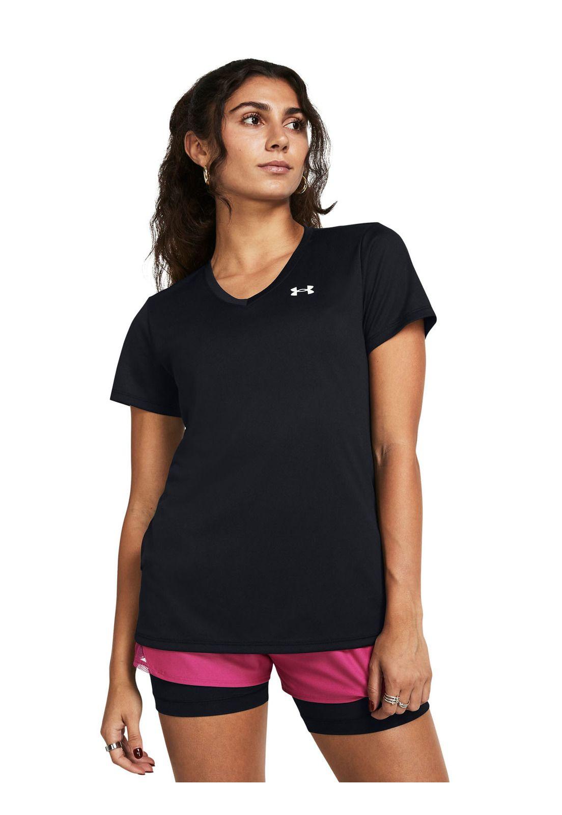 Polera manga corta Tech para mujer Negro-3
