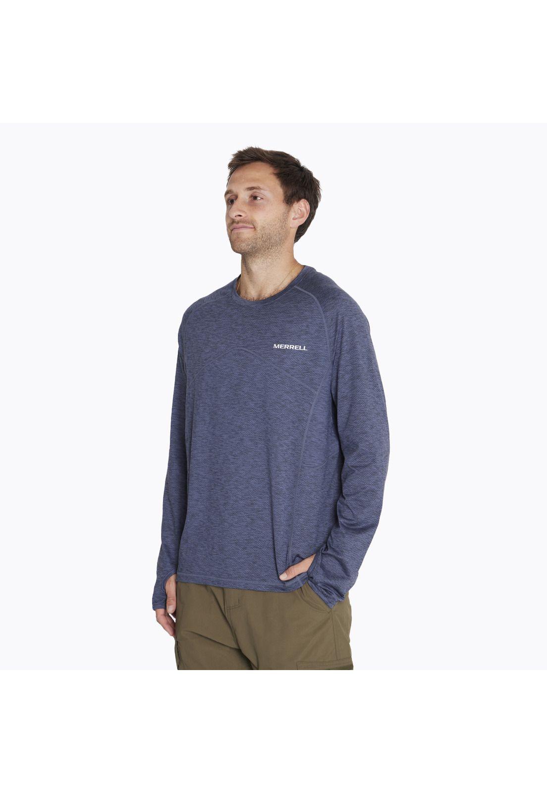 Polera M/L Sport T-Shirt Long S Azul Hombre-0