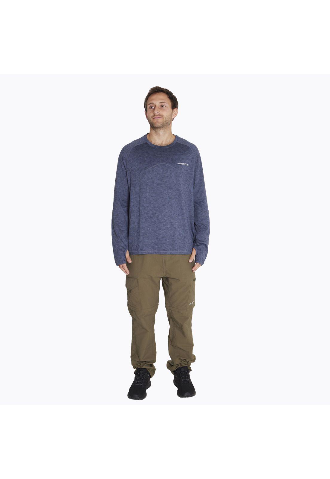 Polera M/L Sport T-Shirt Long S Azul Hombre-4