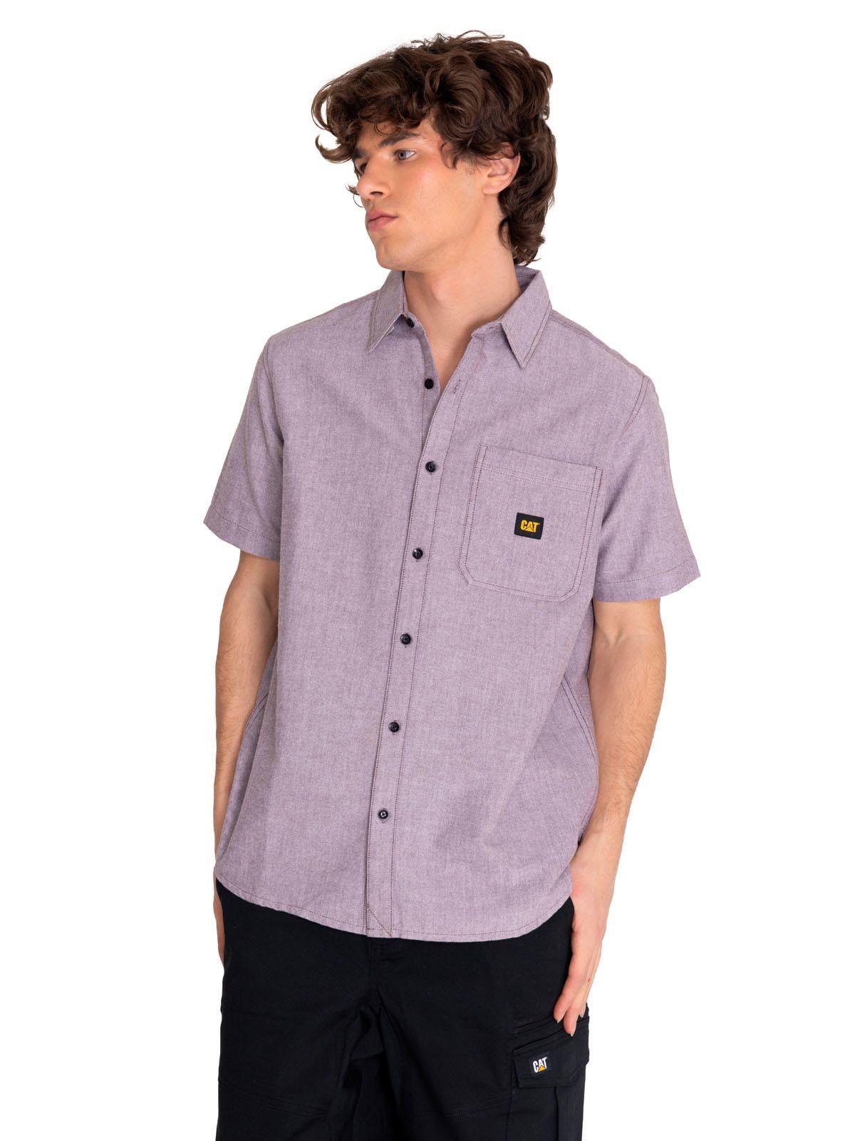 Camisa Manga Corta Hombre Oxford Relaxed Burdeo-0