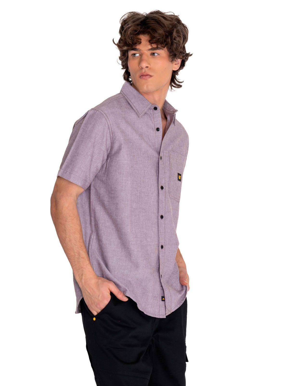 Camisa Manga Corta Hombre Oxford Relaxed Burdeo-1