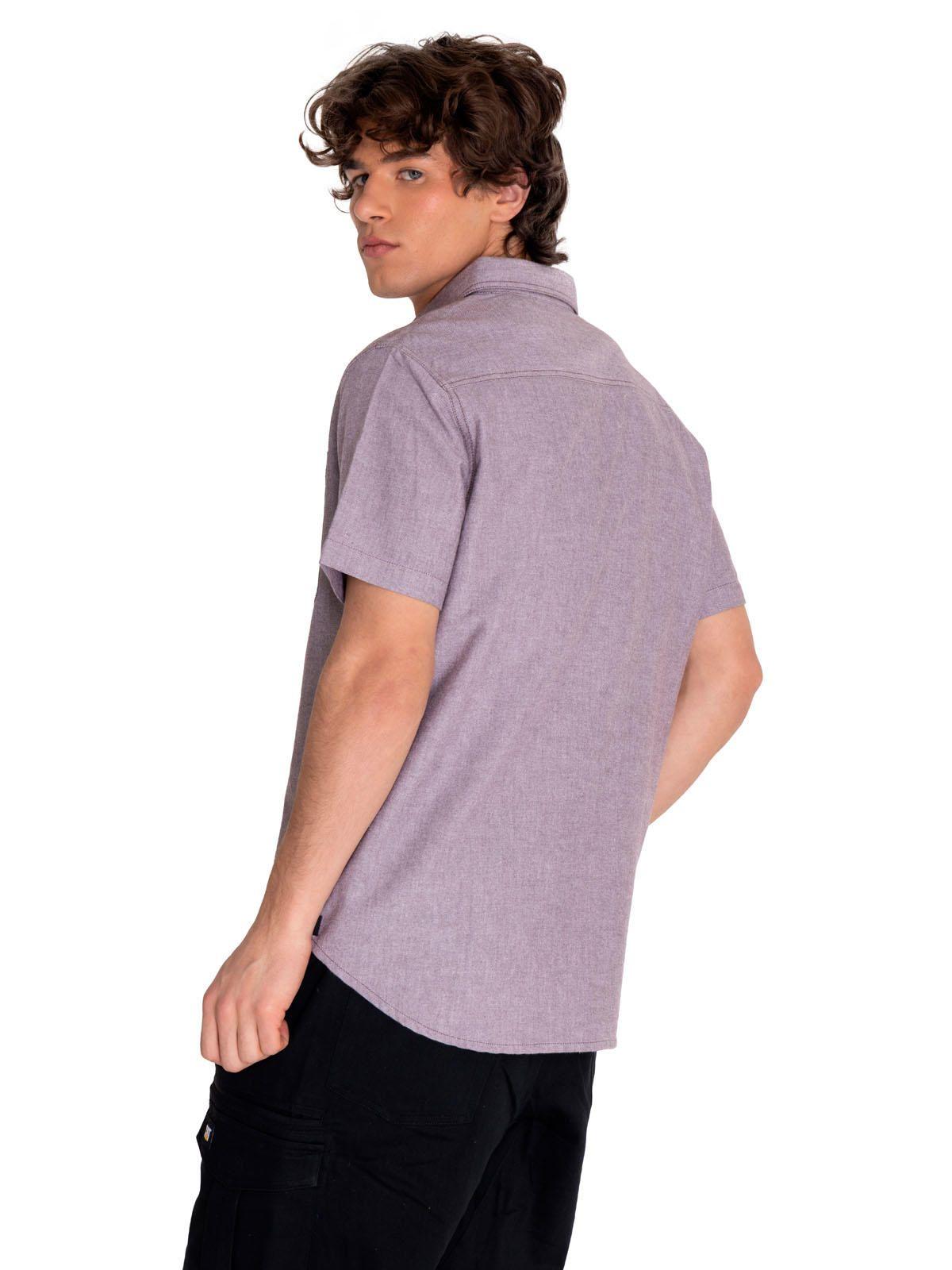 Camisa Manga Corta Hombre Oxford Relaxed Burdeo-3