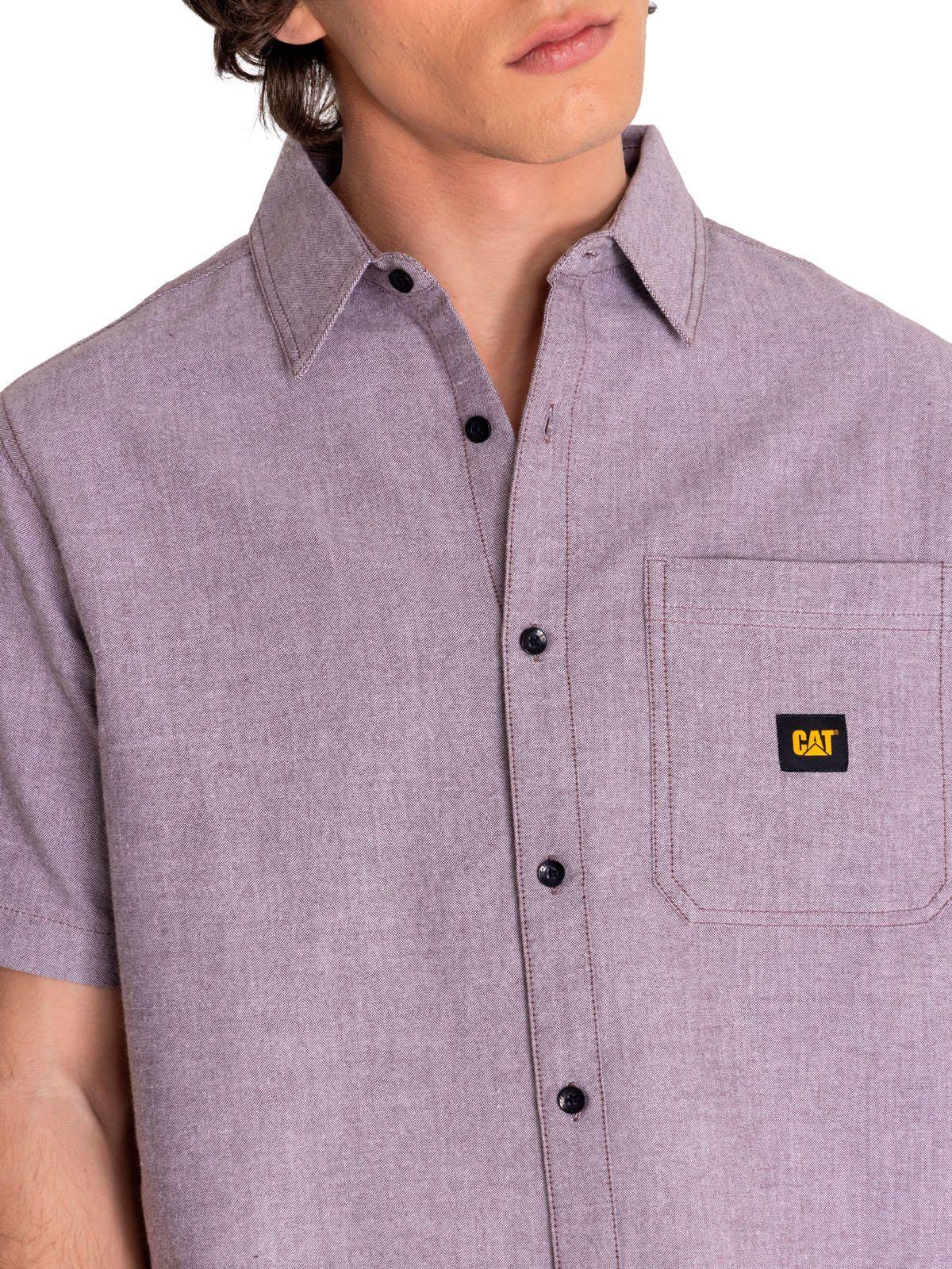 Camisa Manga Corta Hombre Oxford Relaxed Burdeo-4