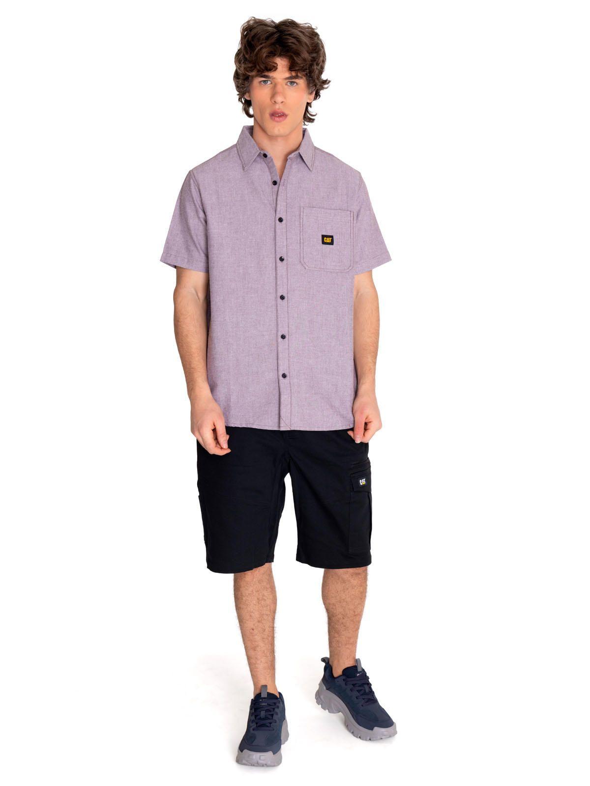 Camisa Manga Corta Hombre Oxford Relaxed Burdeo-5