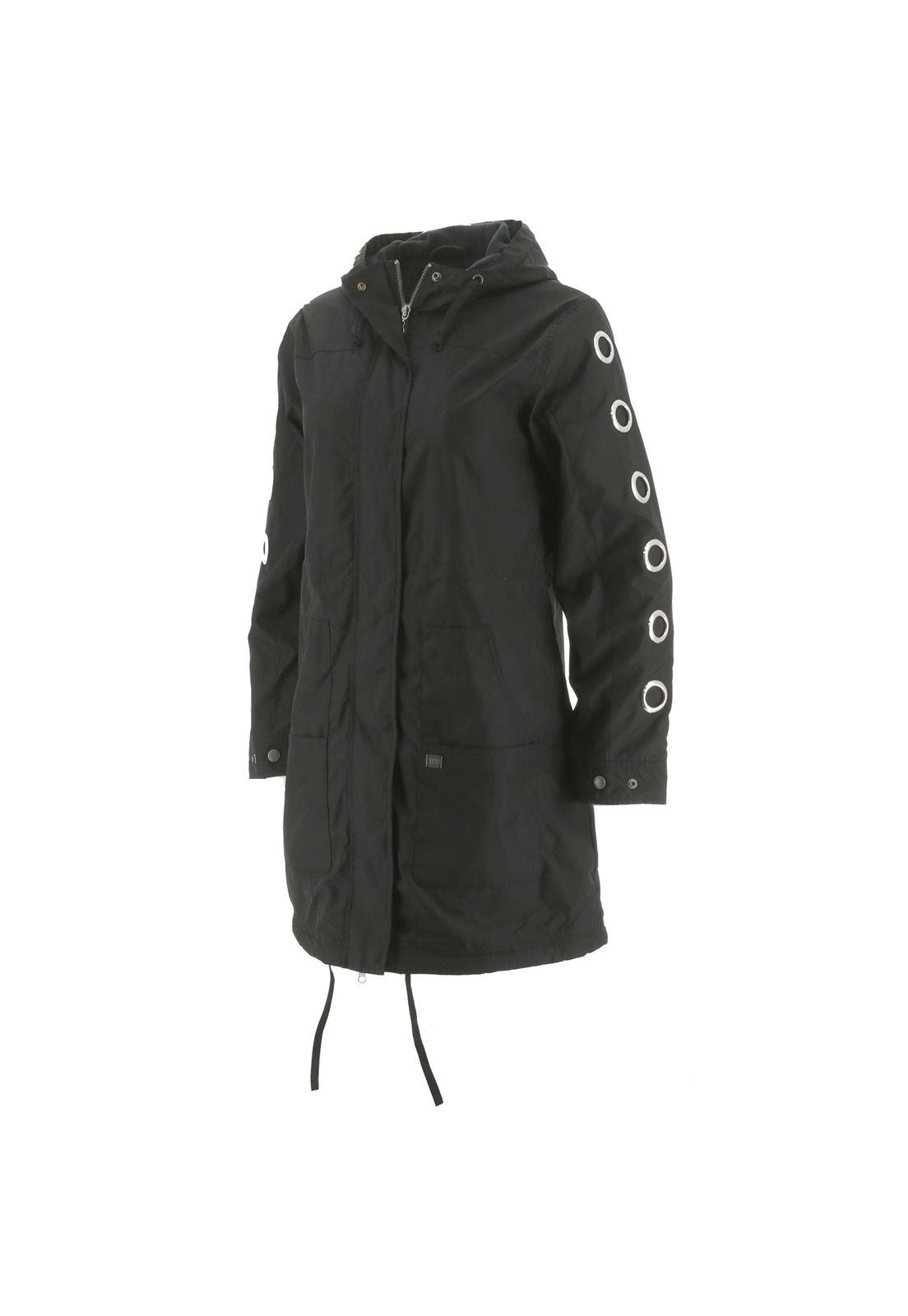 CHAQUETA MUJER GROMMET SLEEVE FLEEC NEGRO-0