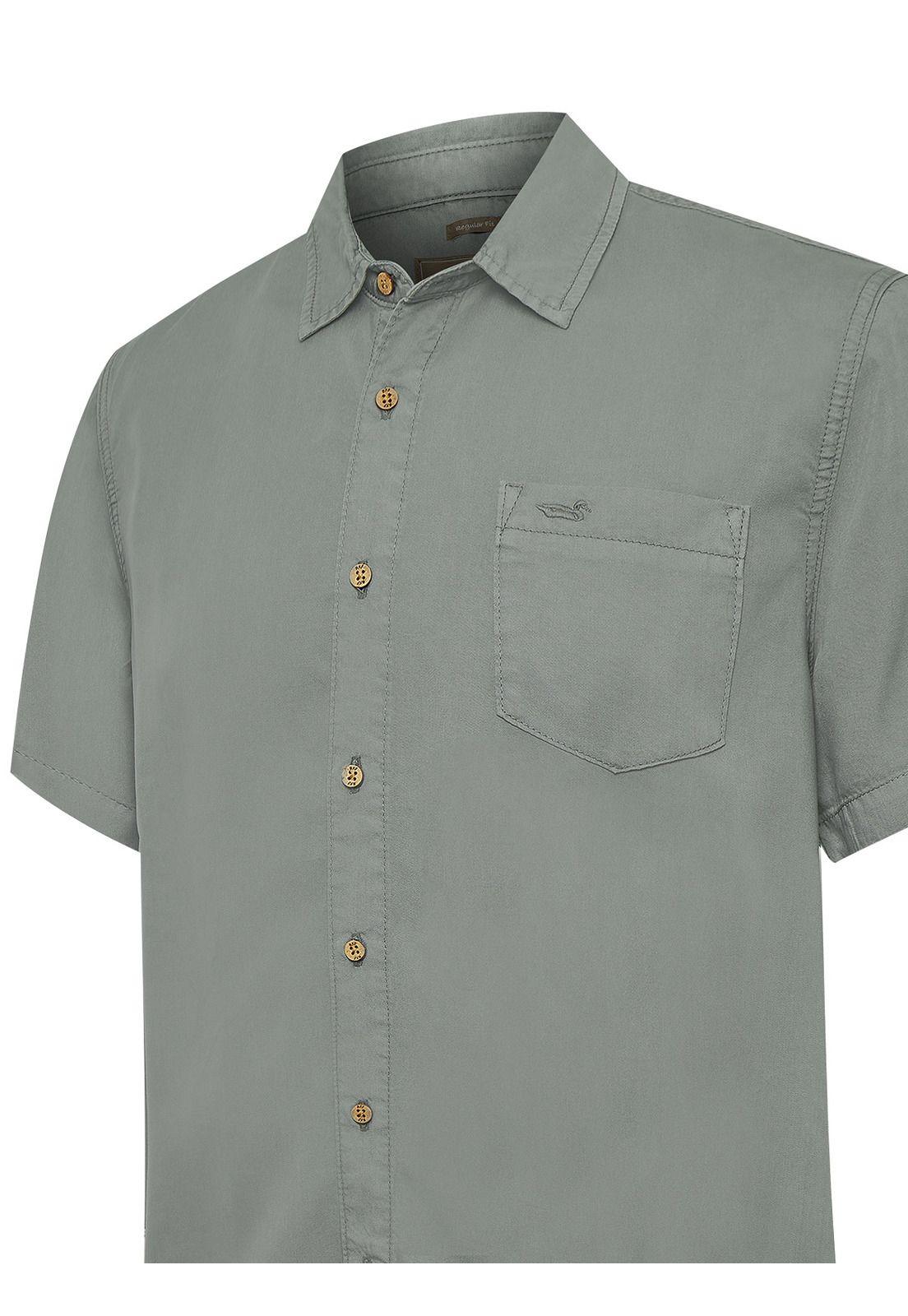 Camisa Tencel Hombre Verde-3